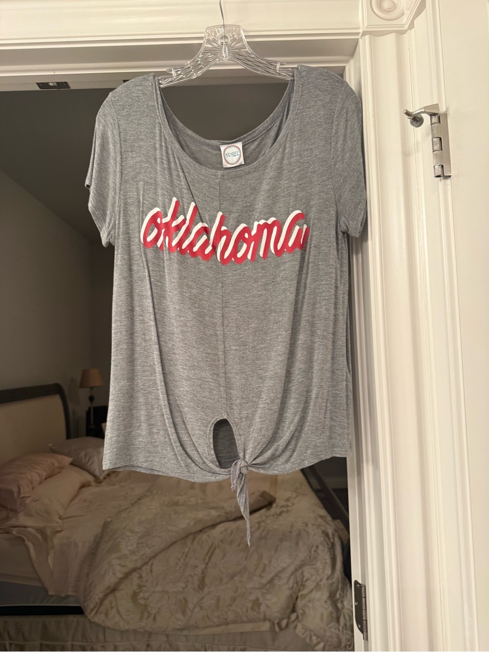 Oklahoma Graphic Tie-Front Tee - Gray